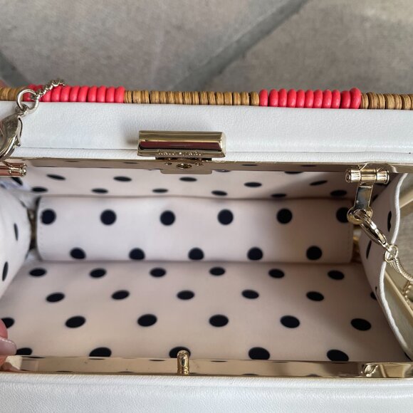 KATE SPADE KITT WICKER CONVERTIBLE CLUTCH CROSSBODY BAG Rectangular Casual - Picture 13 of 16
